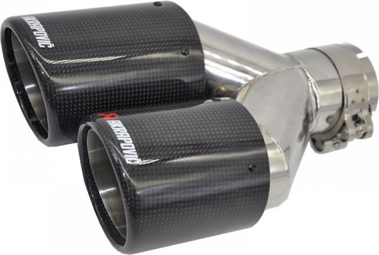 Double Car Exhaust End Type Akrapovic 60-63mm Rear Φ90 Front Carbon Glossy Black Set Right Left