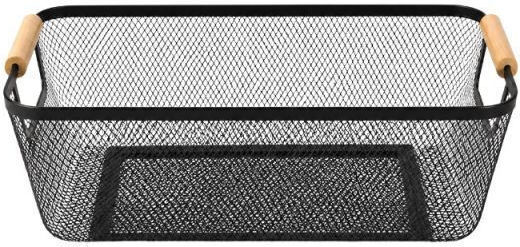 Iliadis Dekoratives Körbchen Metallisch mit Griffen Schwarz 24x18x10cm
