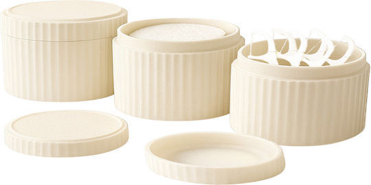 Femmit 3 Piece Bathroom Organizers Cream Lid Cotton Swabs Tweezers & Makeup Accessories