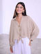 Celestino Damenhemd Kurz Leinen Bindung Loose Fit Beige