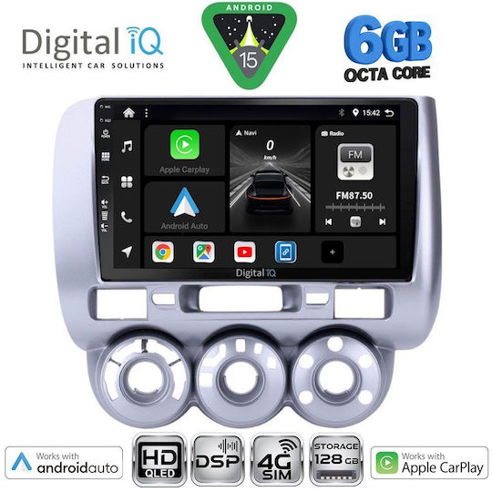 Digital IQ Ηχοσύστημα Αυτοκινήτου για Honda Jazz 2002-2008 με A/C (Bluetooth/USB/WiFi/GPS/Apple-Carplay/Android-Auto) με Οθόνη Αφής 9"