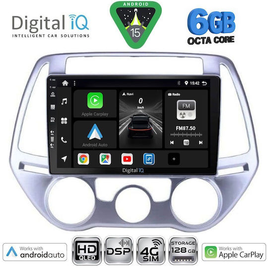 Digital IQ Ηχοσύστημα Αυτοκινήτου για Hyundai i20 2008-2012 με A/C (Bluetooth/USB/WiFi/GPS/Apple-Carplay/Android-Auto) με Οθόνη Αφής 9"