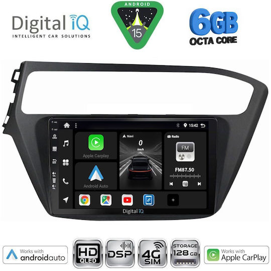Digital IQ Ηχοσύστημα Αυτοκινήτου για Hyundai i20 2018-2021 (Bluetooth/USB/WiFi/GPS/Apple-Carplay/Android-Auto) με Οθόνη Αφής 9"