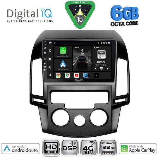 Digital IQ Car Audio System for Hyundai i30 2007-2012 with A/C Bluetooth USB WiFi GPS Apple CarPlay Android Auto with 9" Touch Screen