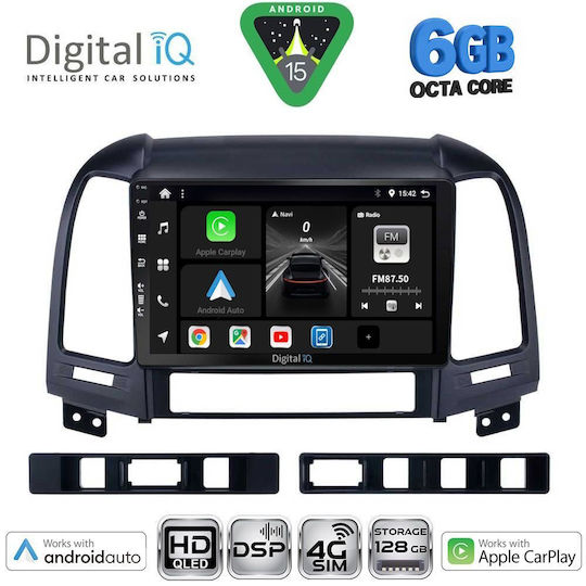 Digital IQ Ηχοσύστημα Αυτοκινήτου για Hyundai Santa Fe 2005-2013 (Bluetooth/USB/WiFi/GPS/Apple-Carplay/Android-Auto) με Οθόνη Αφής 9"