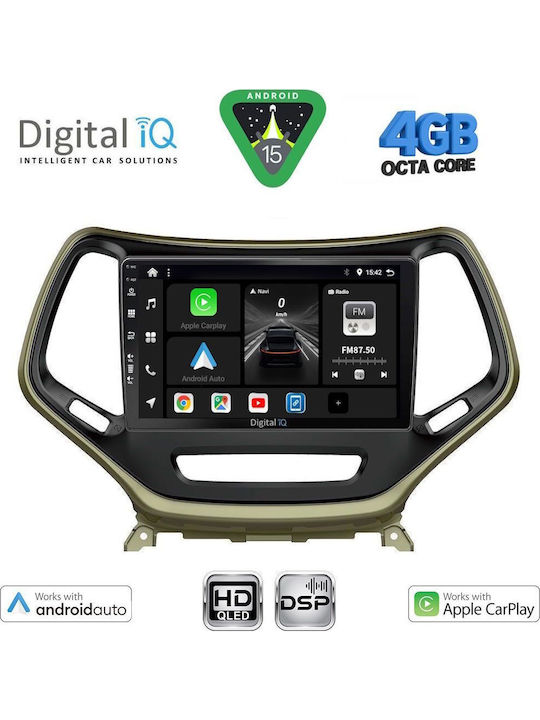 Digital IQ Car Audio System for Jeep Cherokee 2014-2019 (Bluetooth/USB/WiFi/GPS/Apple CarPlay/Android Auto) with 10" Touch Screen