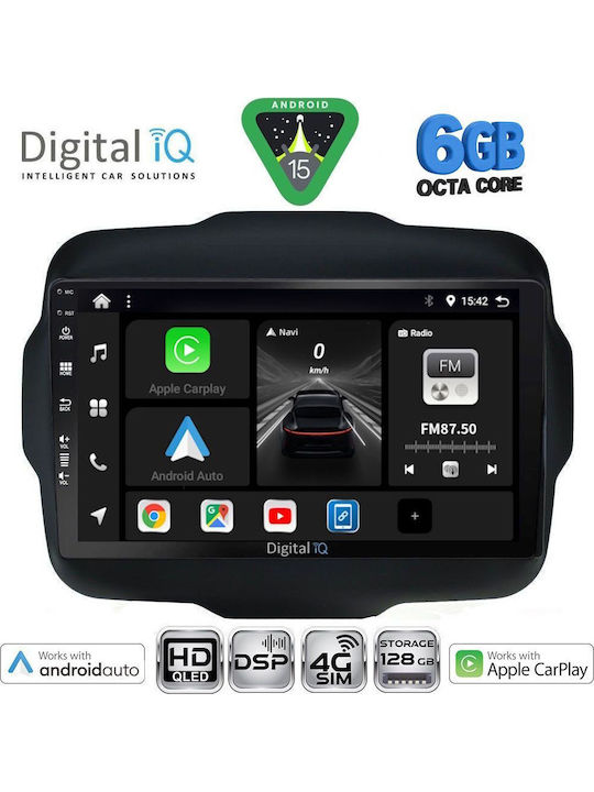 Digital IQ Car Audio System for Jeep Renegade 2015-2019 (Bluetooth/USB/WiFi/GPS/Apple CarPlay/Android Auto) with 9" Touch Screen