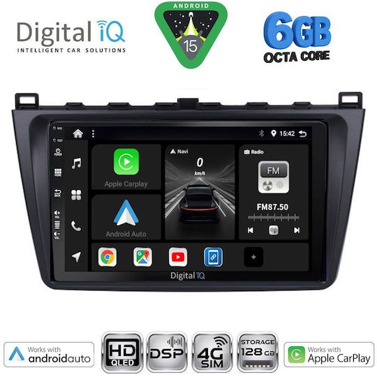 Digital IQ Sistem Audio Auto Pentru Mazda 6 2008-2012 Bluetooth USB Wi-Fi GPS Apple CarPlay Android Auto Cu Ecran Tactil 9"