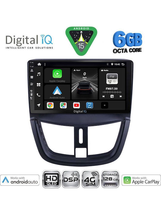 Digital IQ Car Audio System for Peugeot 207 2007-2014 Bluetooth USB WiFi GPS Apple CarPlay Android Auto with 9" Touch Screen