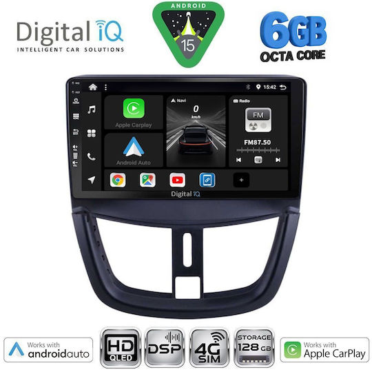 Digital IQ Car Audio System for Peugeot 207 2007-2014 Bluetooth USB WiFi GPS Apple CarPlay Android Auto with 9" Touch Screen