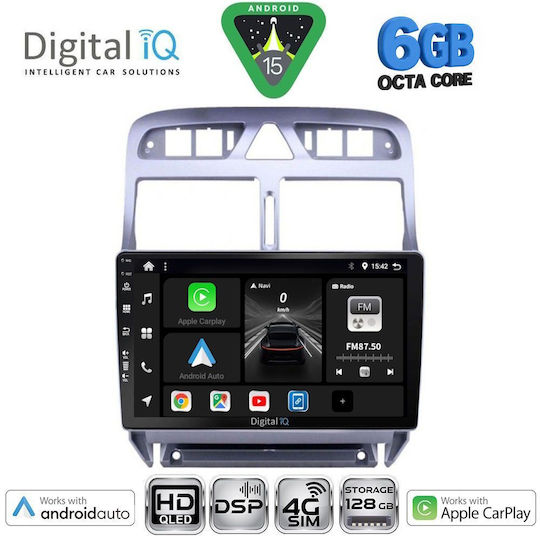 Digital IQ Car Audio System for Peugeot 307 2001-2008 Bluetooth USB WiFi GPS Apple CarPlay Android Auto with 9" Touch Screen