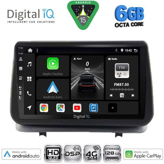 Digital IQ Auto-Audiosysteme für Renault Clio 2005-2011 Bluetooth USB Eingebautes Wi-Fi GPS Apple CarPlay Android Auto mit 9 Zoll Touchscreen