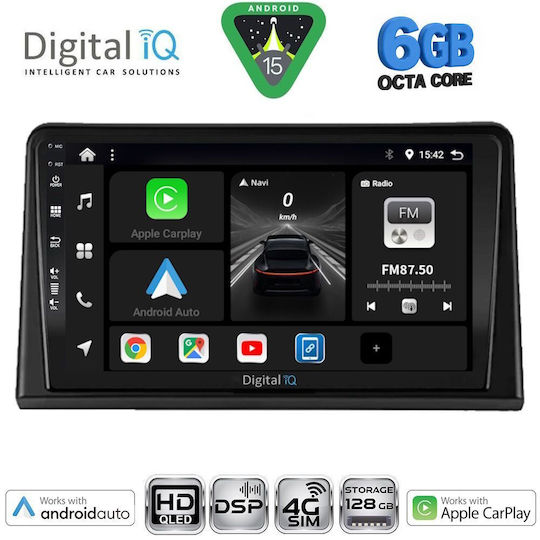 Digital IQ Sistem Audio Auto pentru Renault Express Bluetooth USB Wi-Fi GPS Apple CarPlay Android Auto cu Ecran Tactil 9"