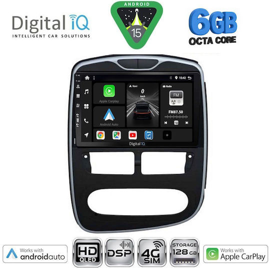 Digital IQ Car Audio System for Renault Clio 2012-2015 Bluetooth USB WiFi GPS Apple CarPlay Android Auto with 10" Touch Screen