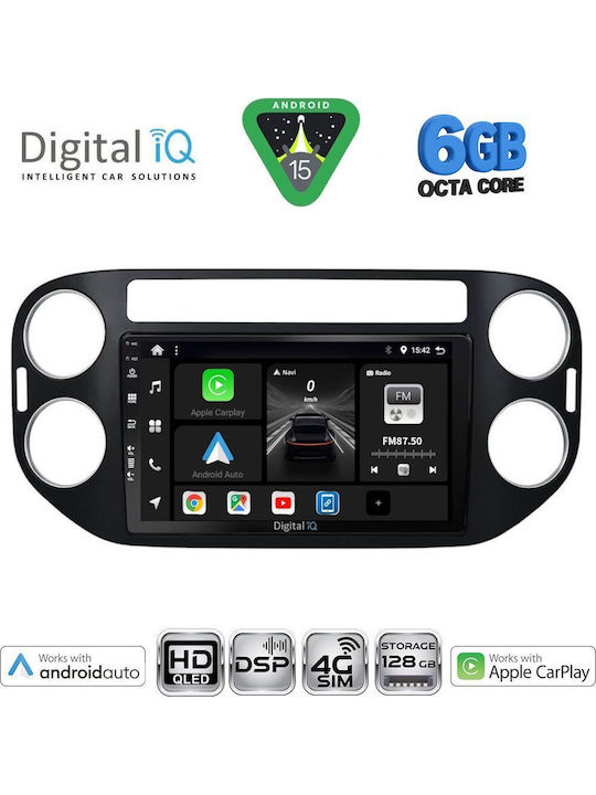 Digital IQ Car Audio System for Volkswagen Tiguan 2011-2016 (Bluetooth/USB/WiFi/GPS/Apple CarPlay/Android Auto) with 9" Touch Screen