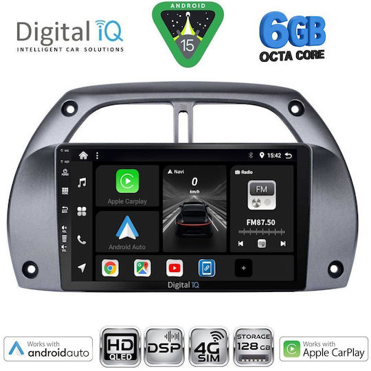 Digital IQ Car Audio System for Toyota RAV 4 2000-2006 with A/C Bluetooth USB WiFi GPS Apple CarPlay Android Auto with 9" Touch Screen