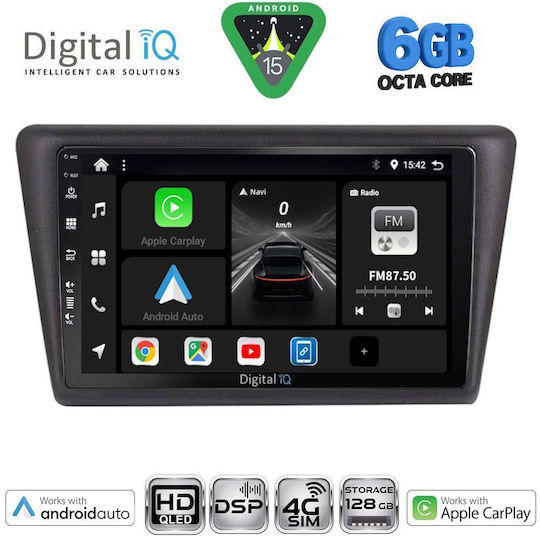 Digital IQ Ηχοσύστημα Αυτοκινήτου για Skoda Rapid 2014-2019 (Bluetooth/USB/WiFi/GPS/Apple-Carplay/Android-Auto) με Οθόνη Αφής 9"