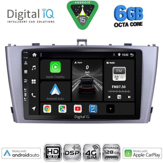 Digital IQ Ηχοσύστημα Αυτοκινήτου για Toyota Avensis 2009-2015 (Bluetooth/USB/WiFi/GPS/Apple-Carplay/Android-Auto) με Οθόνη Αφής 9"