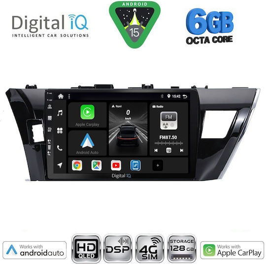 Digital IQ Ηχοσύστημα Αυτοκινήτου για Toyota Corolla 2013-2016 (Bluetooth/USB/WiFi/GPS/Apple-Carplay/Android-Auto) με Οθόνη Αφής 10"