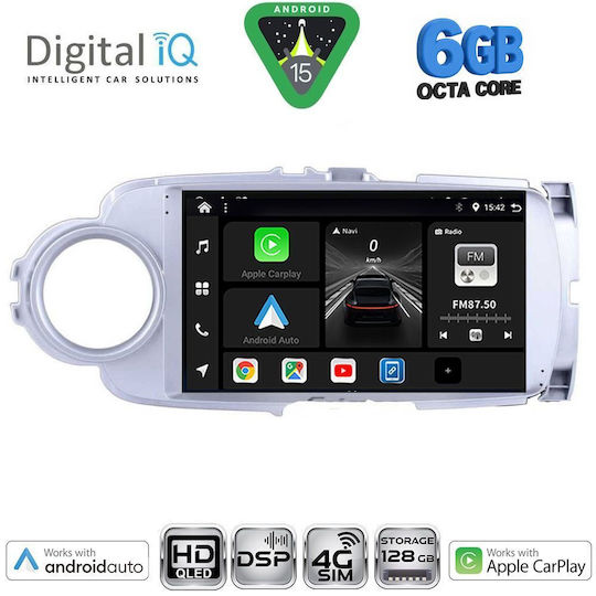 Digital IQ Car Audio System for Toyota Yaris 2011-2015 (Bluetooth/USB/WiFi/GPS/Apple CarPlay/Android Auto) with 9" Touch Screen