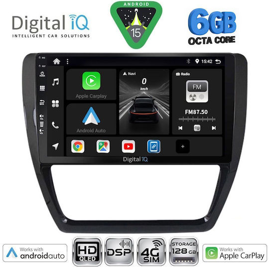 Digital IQ Car Audio System for Volkswagen Jetta 2010-2016 Bluetooth USB WiFi GPS Apple CarPlay Android Auto with 10" Touch Screen