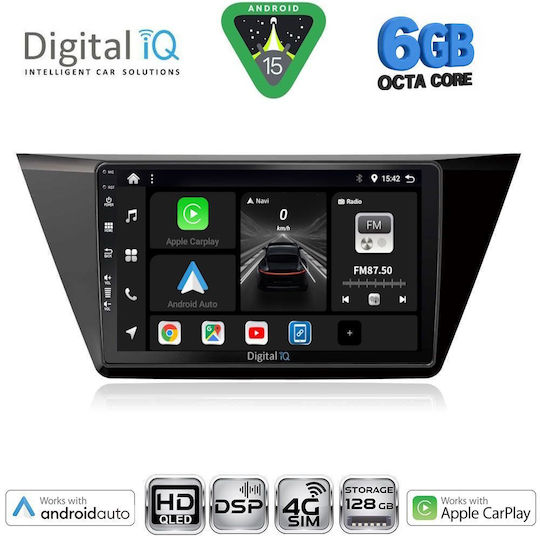 Digital IQ Car Audio System for Volkswagen Touran 2016-2022 Bluetooth USB WiFi GPS Apple CarPlay Android Auto with 10" Touch Screen