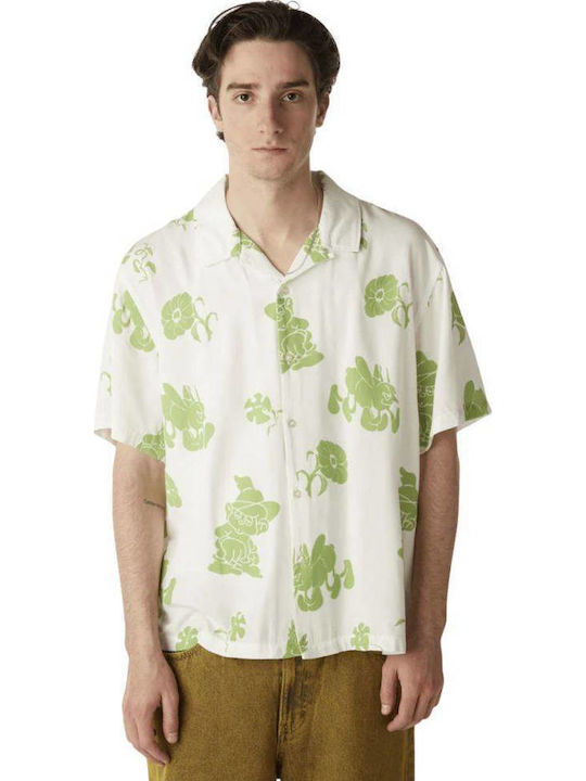 Trip Flocked Short Sleeve Shirt White
