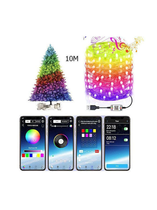 Λαμπάκια LED 10μ. RGB USB σε Σειρά
