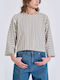 Women's Cotton Striped Ecru Blouse