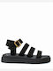Women's Flat Sandals Black 555 Black Suede