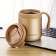 Handled Tumbler Thermos Stainless Steel / Glass 500ml Gold Insulated Travel Mug with Straw and Handle