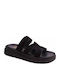 Leather Women's Flat Sandals Black