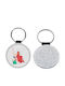 Leder Schlüsselanhänger Rund Ariel Glitter Silber