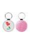 Leather Round Keychain Ariel Glitter Pink