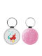 Leather Round Keychain Ariel Glitter Pink