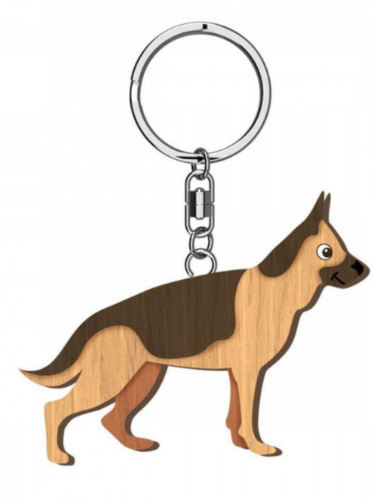 Wooden Dog Keychain Global Journey K1991