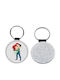 Leather Round Keychain Ariel Glitter Silver