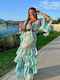 Ψηλόμεση Maxi Φούστα Blue Mint Green