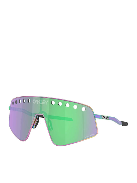 Oakley Ochelari de Soare Pentru Bărbați cu Ramă Metalică Roz și Lentilă Roz