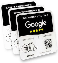 Tap Google Review Plate Tap Instant Reviews Compatible All Phones Reusable Smart Tap Nfc & Qr 12 X 12 Cm Mount Anywhere 3m Adhesive 3-pack