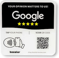Tap Google Review Plate Tap Instant Reviews Compatible All Phones Reusable Smart Tap Nfc & Qr 12 X 12 Cm Mount Anywhere 3m Adhesive 1-pack