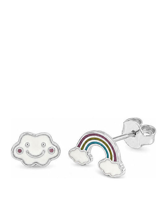 Ios Hypoallergenic Kids Stud Earrings with Stones Silver