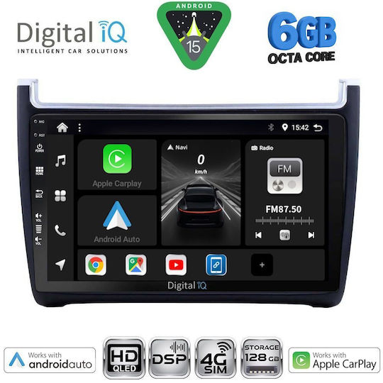 Digital IQ Ηχοσύστημα Αυτοκινήτου για Volkswagen Polo 2014-2017 (Bluetooth/USB/WiFi/GPS/Apple-Carplay/Android-Auto) με Οθόνη Αφής 9"