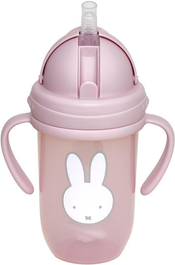 Miffy Children’s Cup with Handle and Straw from Plastic Pink 260ml for 6m+