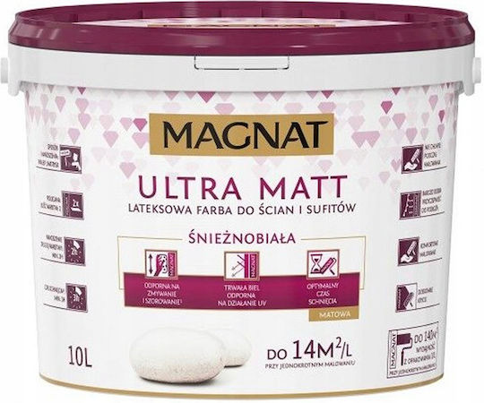 Magnat Ultra Matt 10l White Latex Paint Walls Ceilings