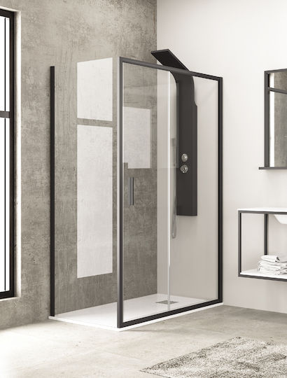 Karag Καμπίνα Ντουζιέρας με Συρόμενη Πόρτα 100x90x190cm Clear Glass Black