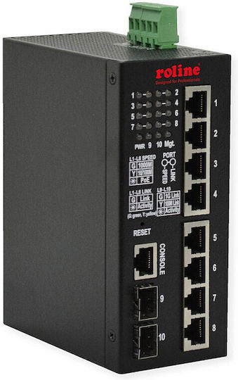 Roline 21.13.1131 Managed L2 PoE+ Switch with 10 Gigabit (1Gbps) Ethernet Ports