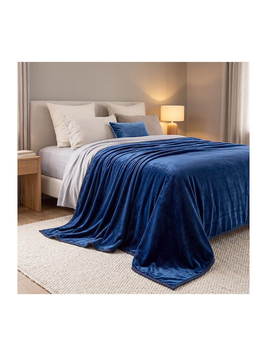 Beauty Home Velora Art 12550 Velvet Single Blanket 160x220cm Blue 12550KBMO-Blue