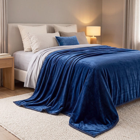 Beauty Home Velora Art 12550 Velvet Single Blanket 160x220cm Blue 12550KBMO-Blue