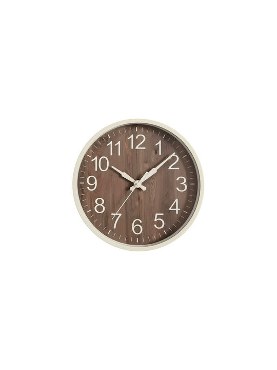 Wanduhr Kunststoff Hellbraun 30x3,5cm